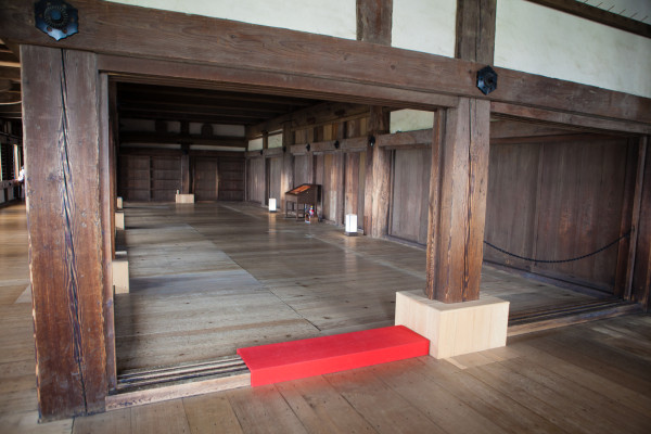 The inside of Himeji Castle which is impressively almost all made of wood