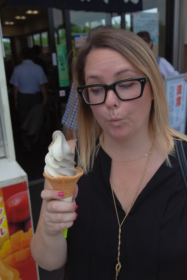 A well-deserved black sesame ice cream after the hike in 90 degree temps