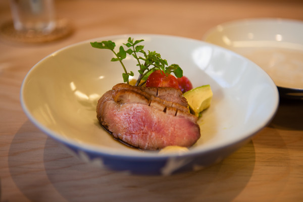 Our favorite...smoked cold duck with a tomato and avocado salad with onion dressing