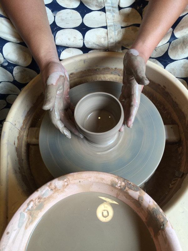 Andrew at the pottery wheel